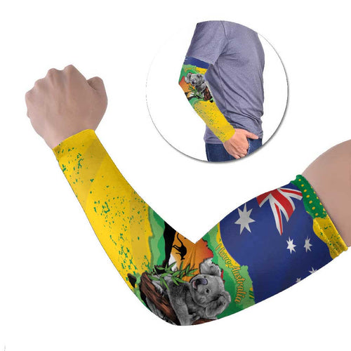 Koala Australia Personalised Arm Sleeves Aussie Map National Color Grunge Pattern