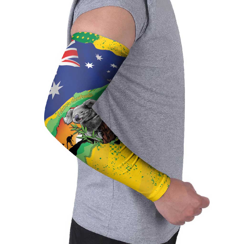 Koala Australia Personalised Arm Sleeves Aussie Map National Color Grunge Pattern