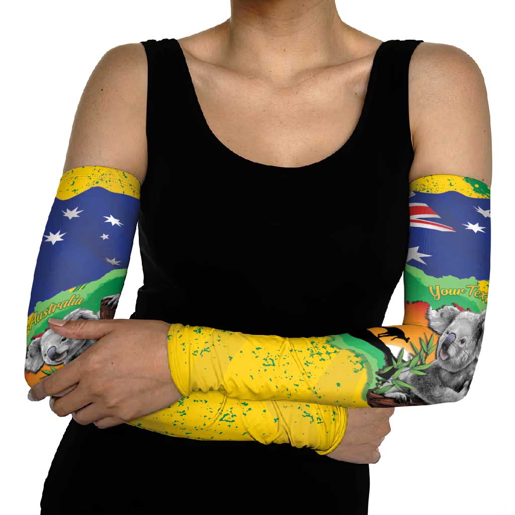 Koala Australia Personalised Arm Sleeves Aussie Map National Color Grunge Pattern