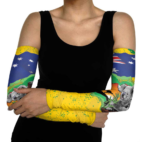 Koala Australia Personalised Arm Sleeves Aussie Map National Color Grunge Pattern