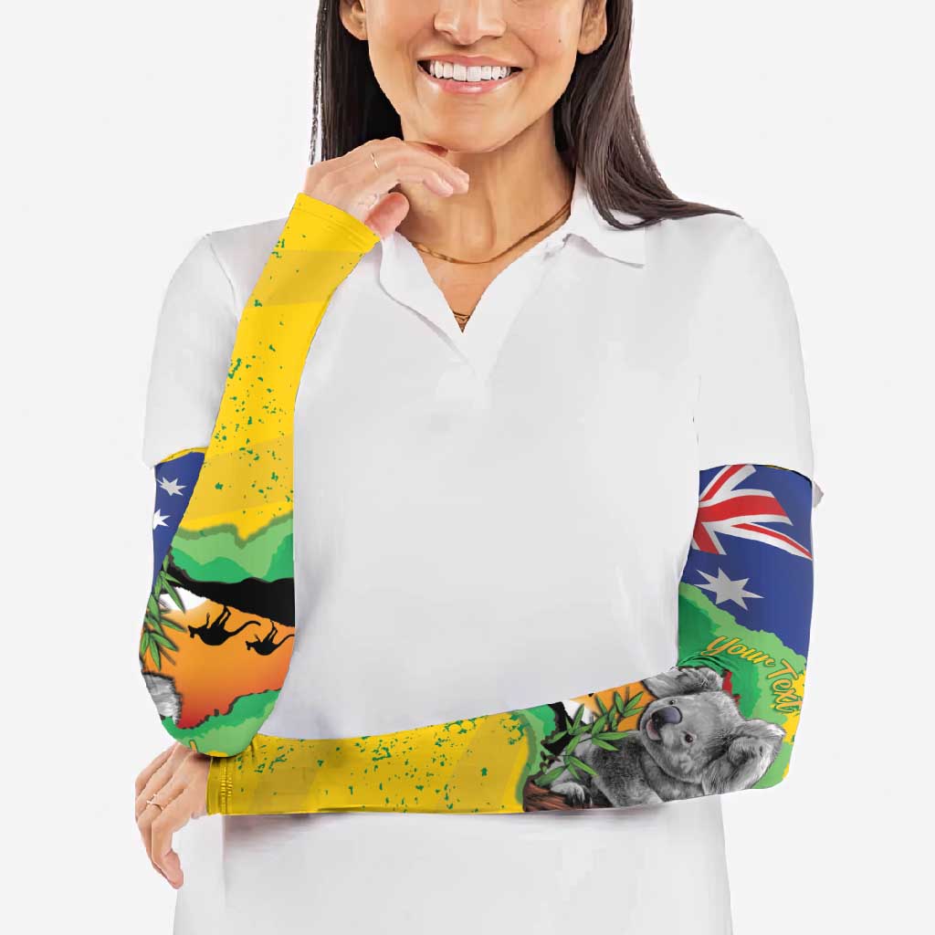 Koala Australia Personalised Arm Sleeves Aussie Map National Color Grunge Pattern