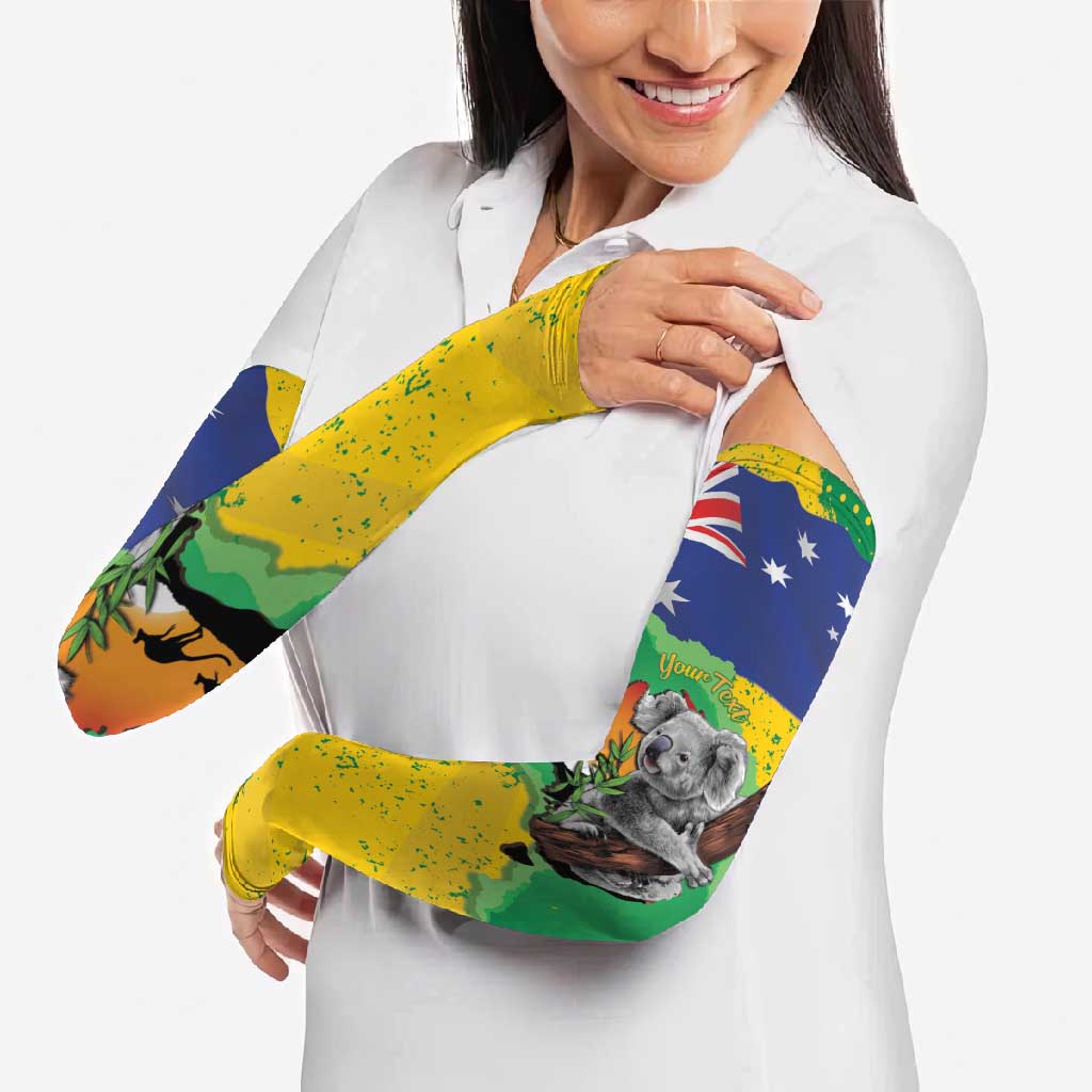 Koala Australia Personalised Arm Sleeves Aussie Map National Color Grunge Pattern