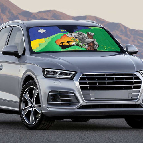 Koala Australia Personalised Auto Sun Shade Aussie Map National Color Grunge Pattern