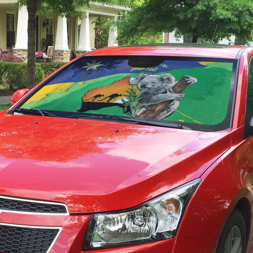Koala Australia Personalised Auto Sun Shade Aussie Map National Color Grunge Pattern