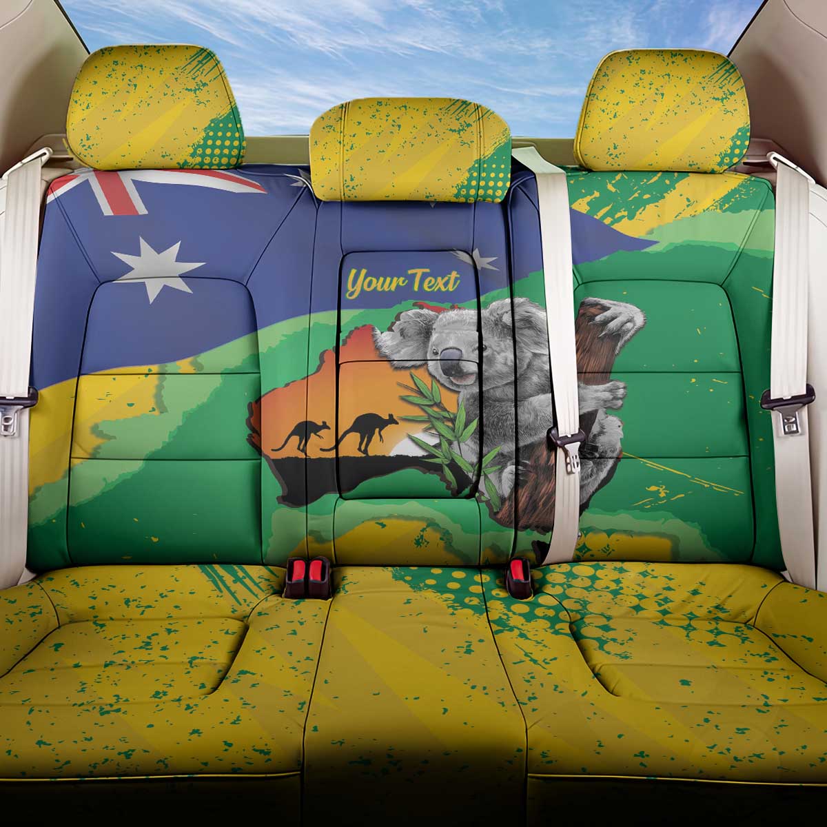 Koala Australia Personalised Back Car Seat Cover Aussie Map National Color Grunge Pattern