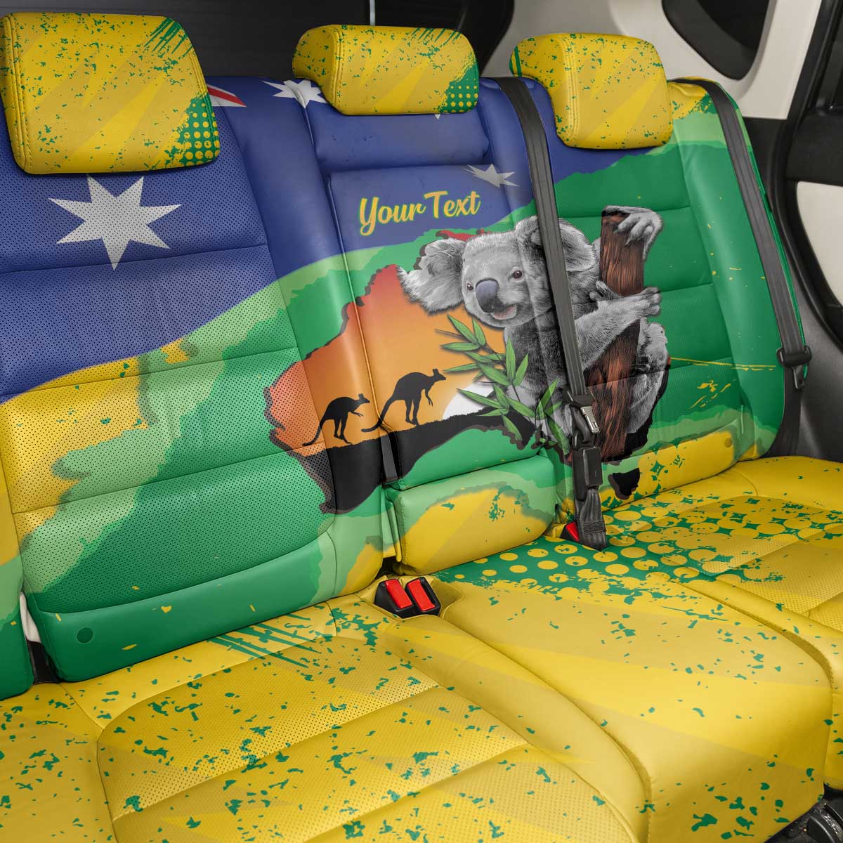 Koala Australia Personalised Back Car Seat Cover Aussie Map National Color Grunge Pattern
