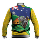 Koala Australia Personalised Baseball Jacket Aussie Map National Color Grunge Pattern