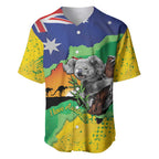 Koala Australia Personalised Baseball Jersey Aussie Map National Color Grunge Pattern