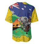Koala Australia Personalised Baseball Jersey Aussie Map National Color Grunge Pattern