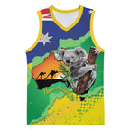 Koala Australia Personalised Basketball Jersey Aussie Map National Color Grunge Pattern