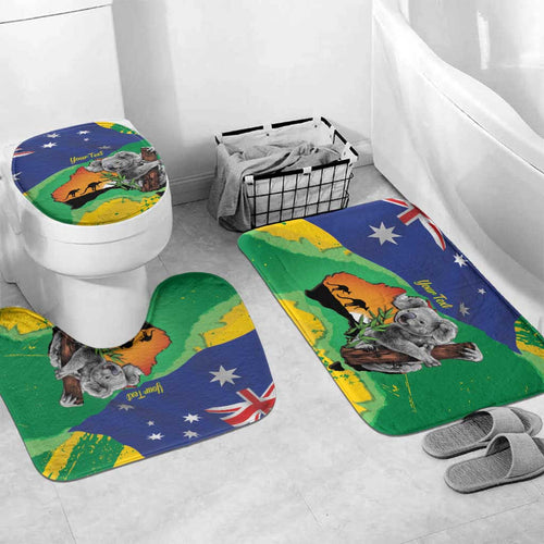 Koala Australia Personalised Bathroom Set Aussie Map National Color Grunge Pattern