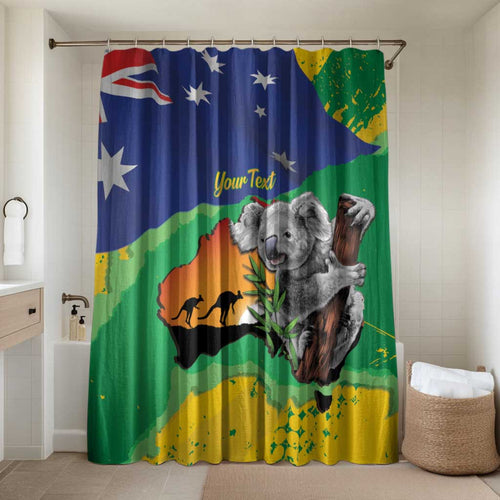 Koala Australia Personalised Bathroom Set Aussie Map National Color Grunge Pattern