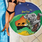 Koala Australia Personalised Beach Blanket Aussie Map National Color Grunge Pattern