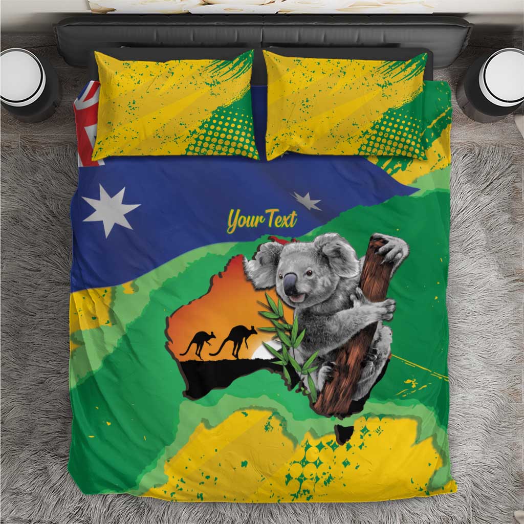 Koala Australia Personalised Bedding Set Aussie Map National Color Grunge Pattern