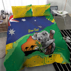 Koala Australia Personalised Bedding Set Aussie Map National Color Grunge Pattern