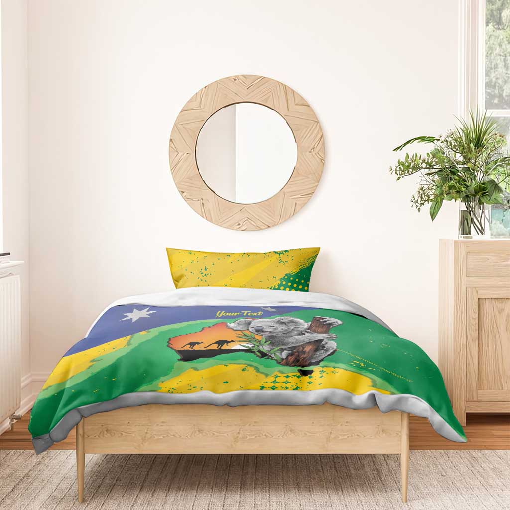 Koala Australia Personalised Bedding Set Aussie Map National Color Grunge Pattern