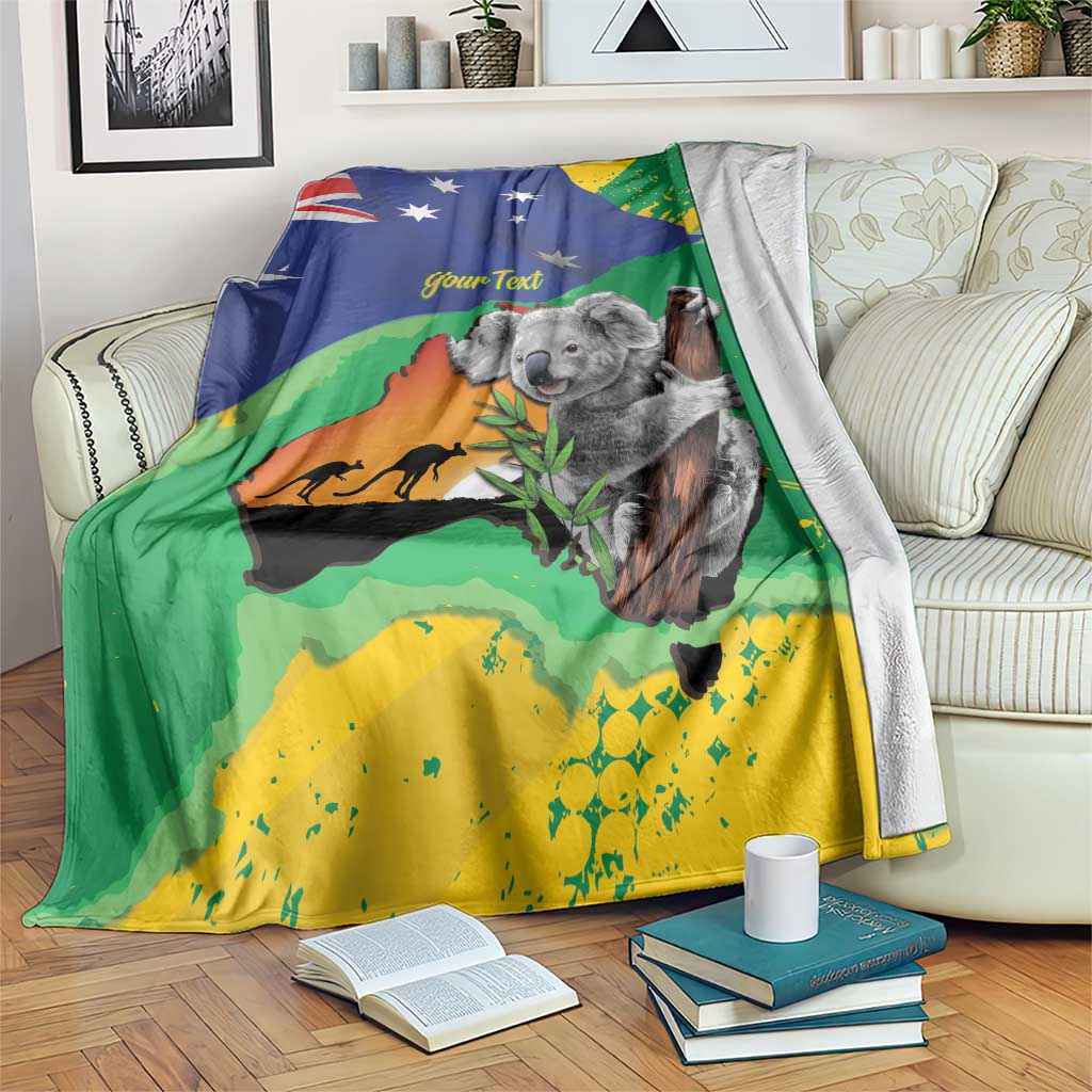 Koala Australia Personalised Blanket Aussie Map National Color Grunge Pattern