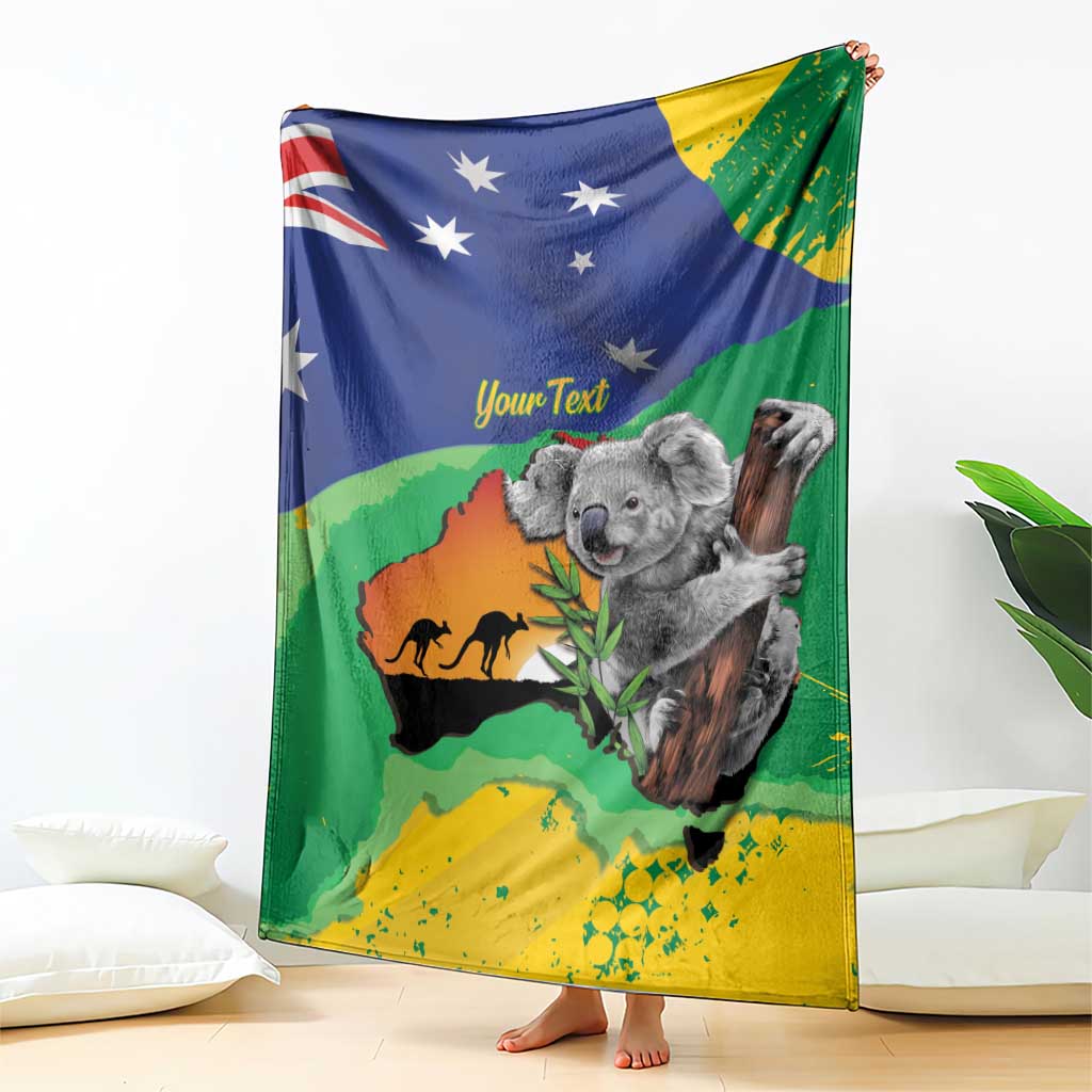 Koala Australia Personalised Blanket Aussie Map National Color Grunge Pattern