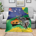 Koala Australia Personalised Blanket Aussie Map National Color Grunge Pattern