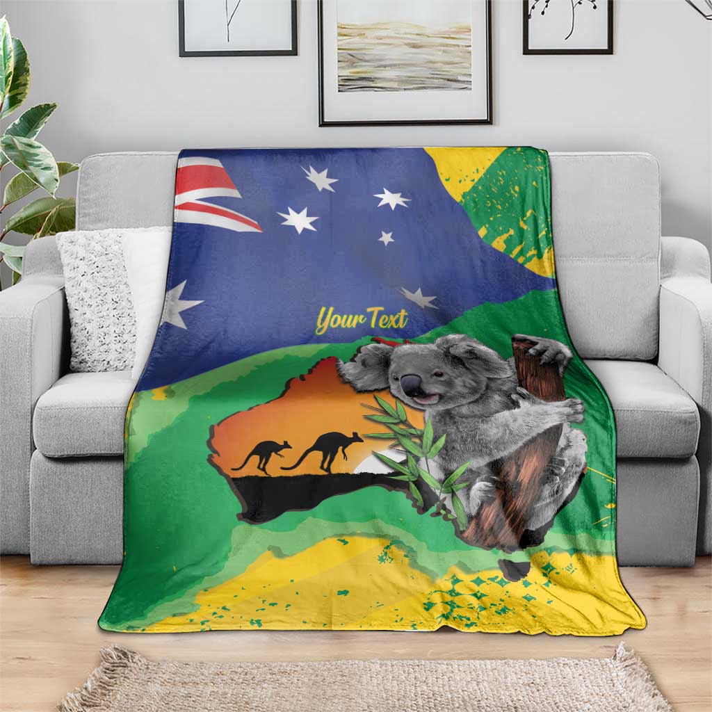 Koala Australia Personalised Blanket Aussie Map National Color Grunge Pattern