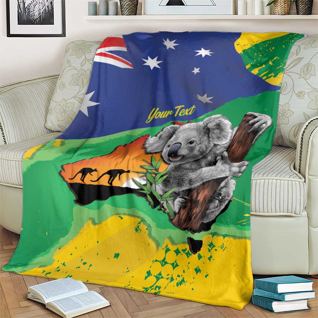 Koala Australia Personalised Blanket Aussie Map National Color Grunge Pattern