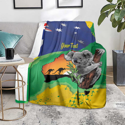 Koala Australia Personalised Blanket Aussie Map National Color Grunge Pattern