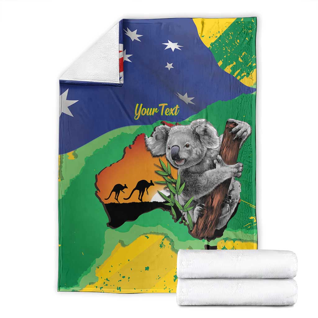 Koala Australia Personalised Blanket Aussie Map National Color Grunge Pattern