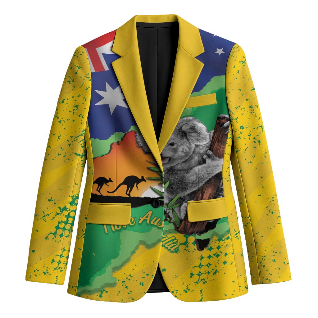 Koala Australia Personalised Blazer Aussie Map National Color Grunge Pattern