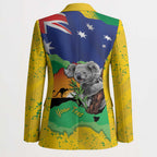 Koala Australia Personalised Blazer Aussie Map National Color Grunge Pattern