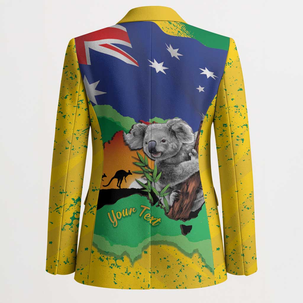 Koala Australia Personalised Blazer Aussie Map National Color Grunge Pattern