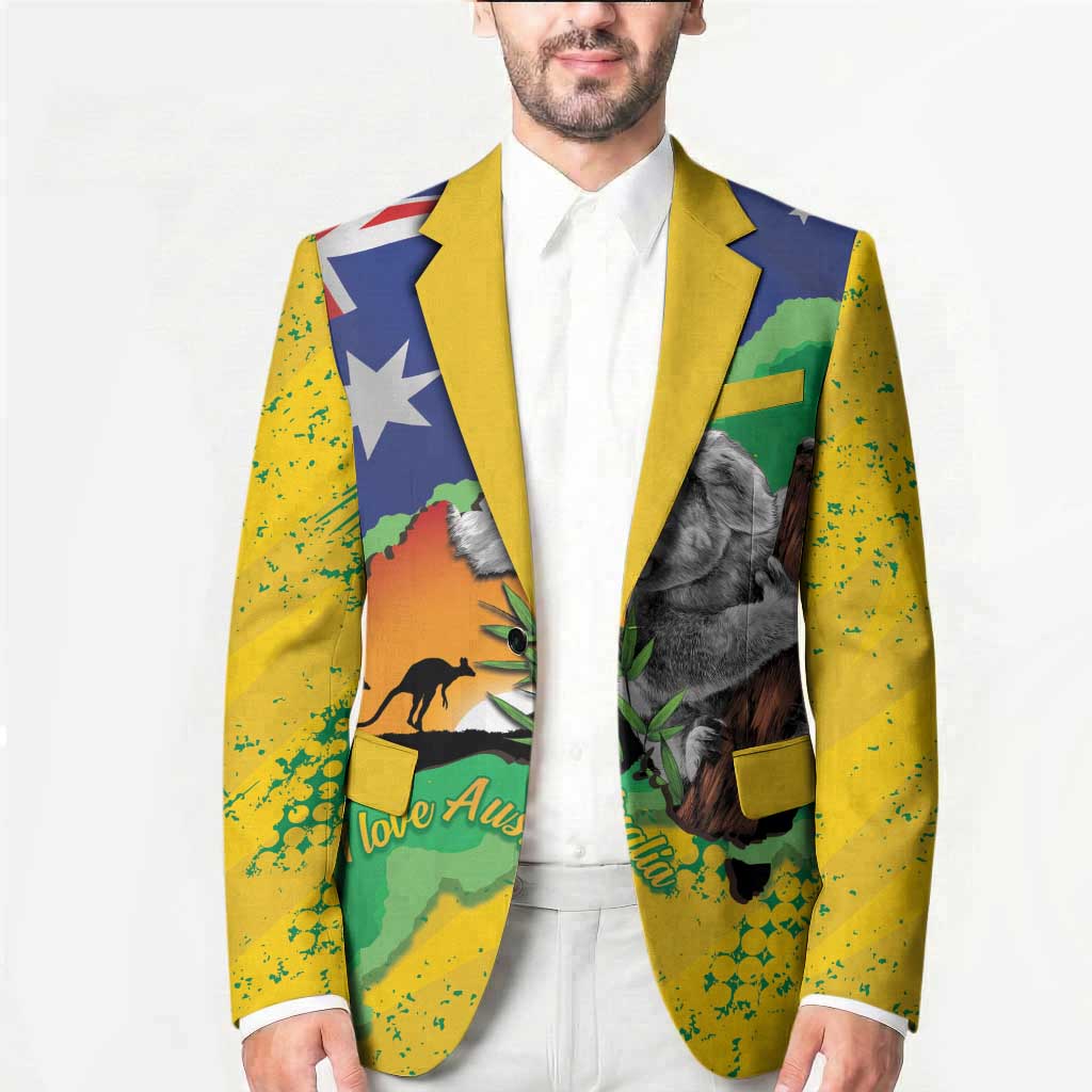 Koala Australia Personalised Blazer Aussie Map National Color Grunge Pattern
