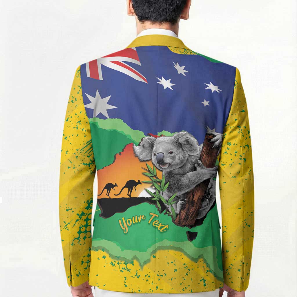 Koala Australia Personalised Blazer Aussie Map National Color Grunge Pattern