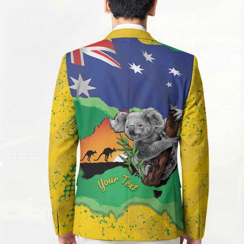 Koala Australia Personalised Blazer Aussie Map National Color Grunge Pattern