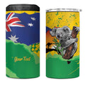 Koala Australia Personalised 4 in 1 Can Cooler Tumbler Aussie Map National Color Grunge Pattern
