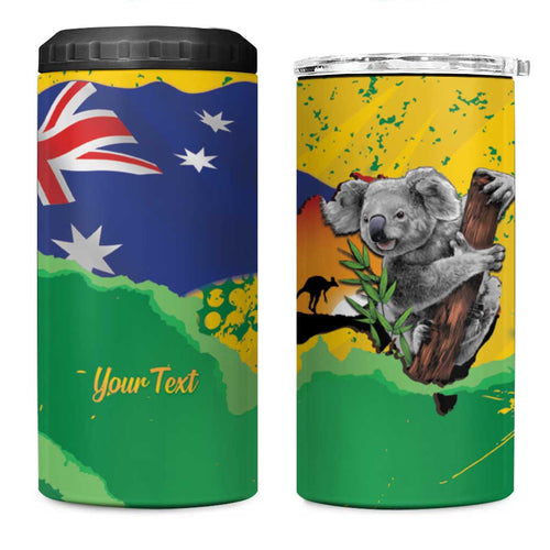 Koala Australia Personalised 4 in 1 Can Cooler Tumbler Aussie Map National Color Grunge Pattern