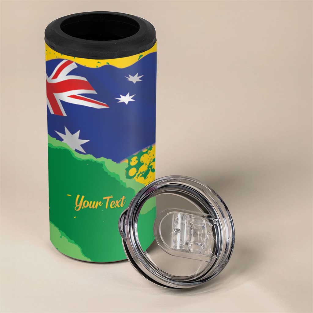 Koala Australia Personalised 4 in 1 Can Cooler Tumbler Aussie Map National Color Grunge Pattern
