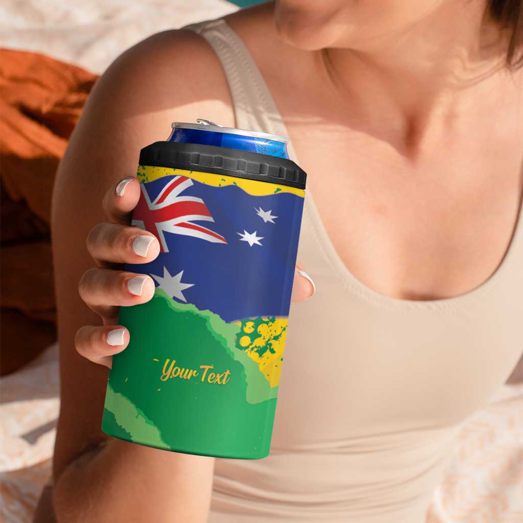 Koala Australia Personalised 4 in 1 Can Cooler Tumbler Aussie Map National Color Grunge Pattern