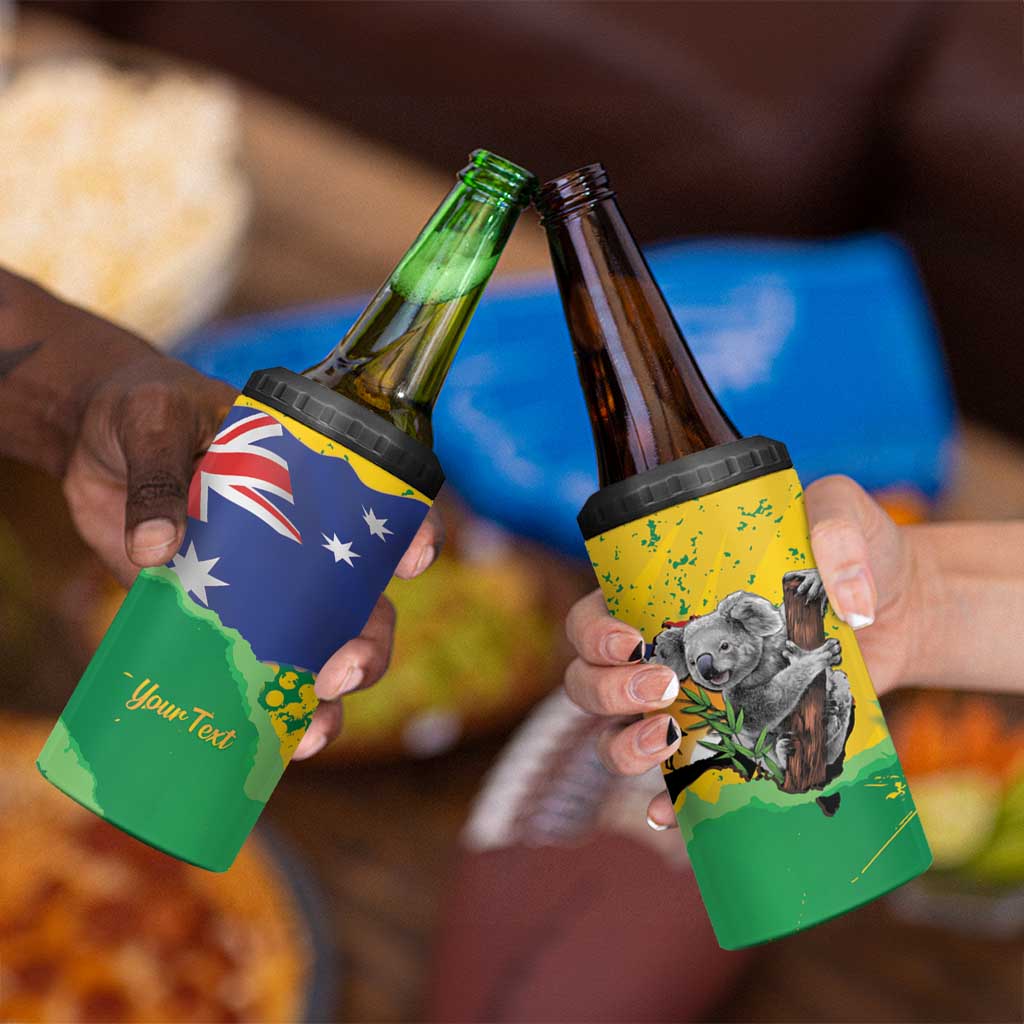 Koala Australia Personalised 4 in 1 Can Cooler Tumbler Aussie Map National Color Grunge Pattern