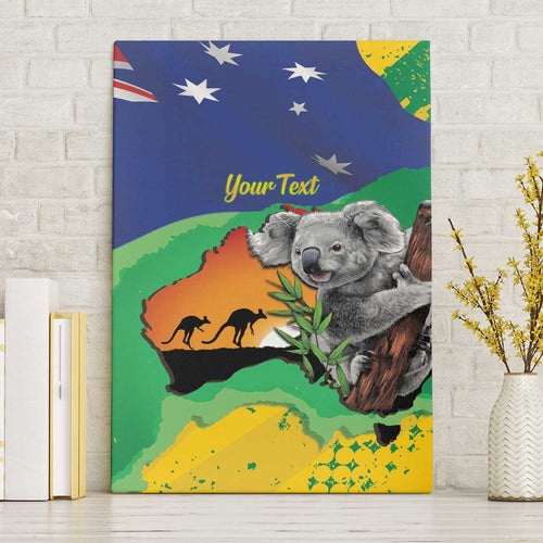Koala Australia Personalised Canvas Wall Art Aussie Map National Color Grunge Pattern