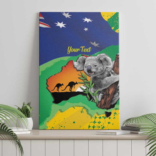 Koala Australia Personalised Canvas Wall Art Aussie Map National Color Grunge Pattern