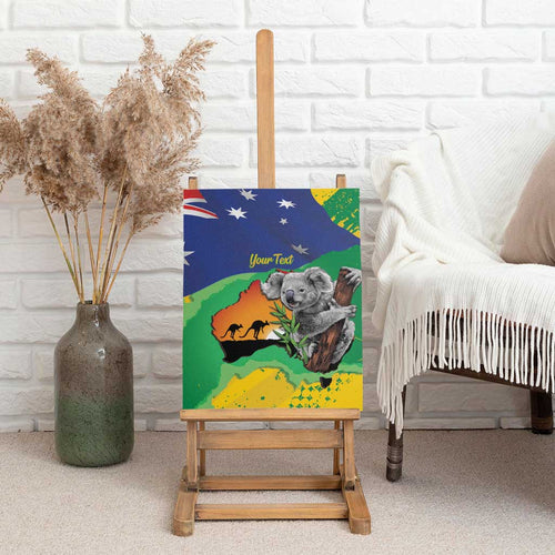 Koala Australia Personalised Canvas Wall Art Aussie Map National Color Grunge Pattern