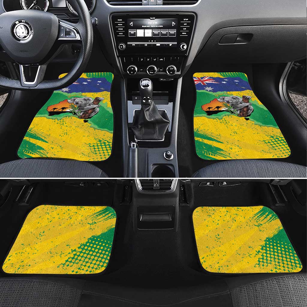Koala Australia Personalised Car Mats Aussie Map National Color Grunge Pattern