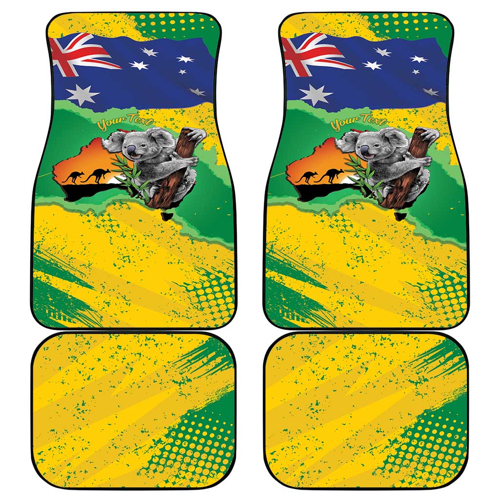 Koala Australia Personalised Car Mats Aussie Map National Color Grunge Pattern