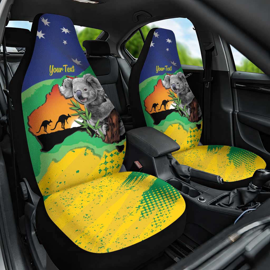 Koala Australia Personalised Car Seat Cover Aussie Map National Color Grunge Pattern