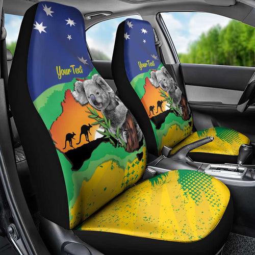 Koala Australia Personalised Car Seat Cover Aussie Map National Color Grunge Pattern