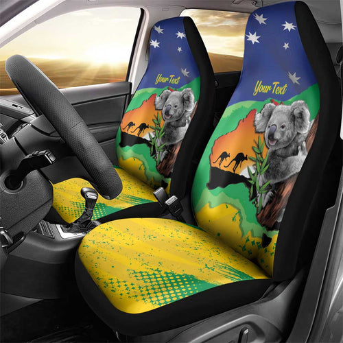 Koala Australia Personalised Car Seat Cover Aussie Map National Color Grunge Pattern