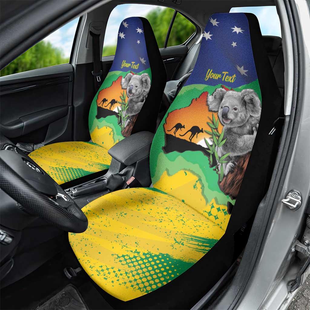Koala Australia Personalised Car Seat Cover Aussie Map National Color Grunge Pattern