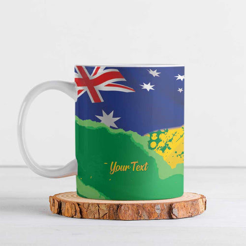 Koala Australia Personalised Ceramic Mug Aussie Map National Color Grunge Pattern