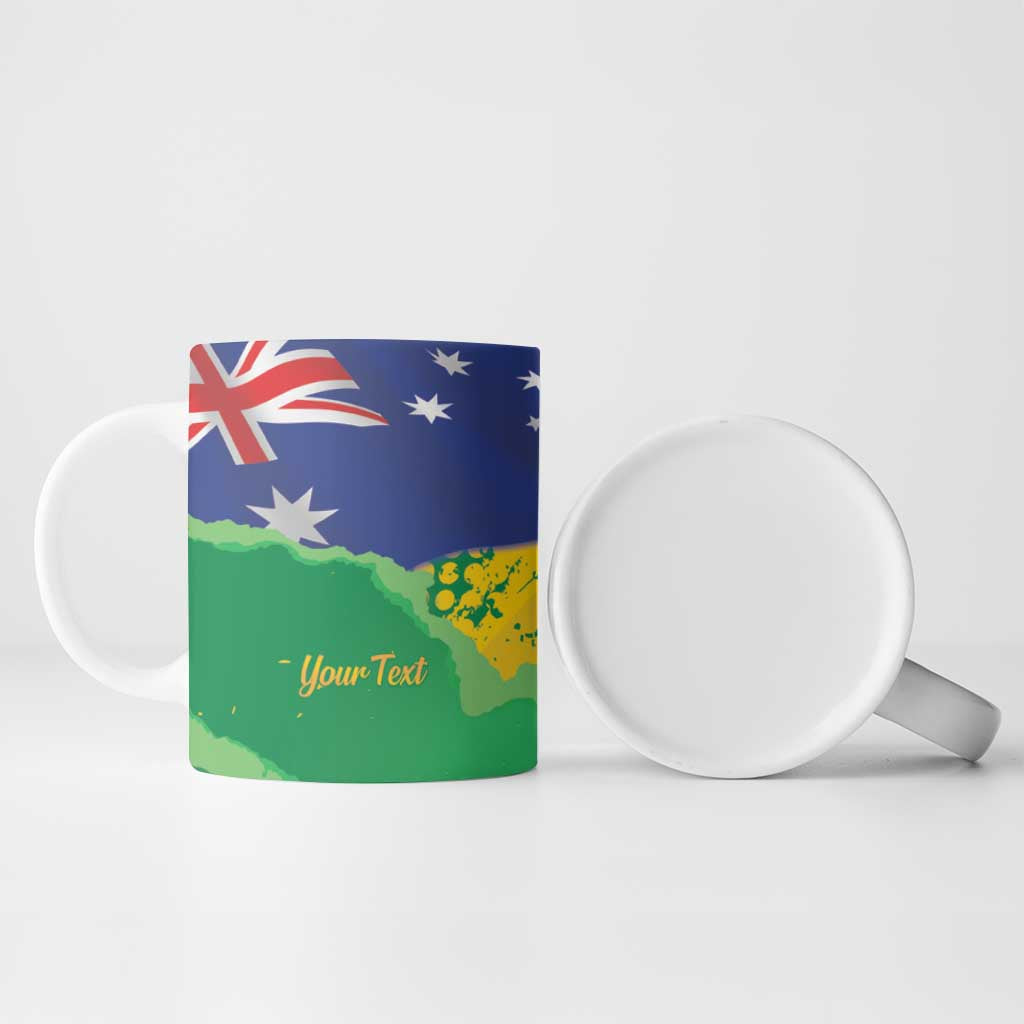 Koala Australia Personalised Ceramic Mug Aussie Map National Color Grunge Pattern