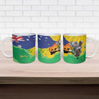 Koala Australia Personalised Ceramic Mug Aussie Map National Color Grunge Pattern